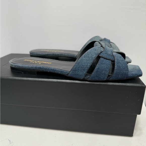 Yves Saint Laurent denim Tribute slides - Picture 2 of 6